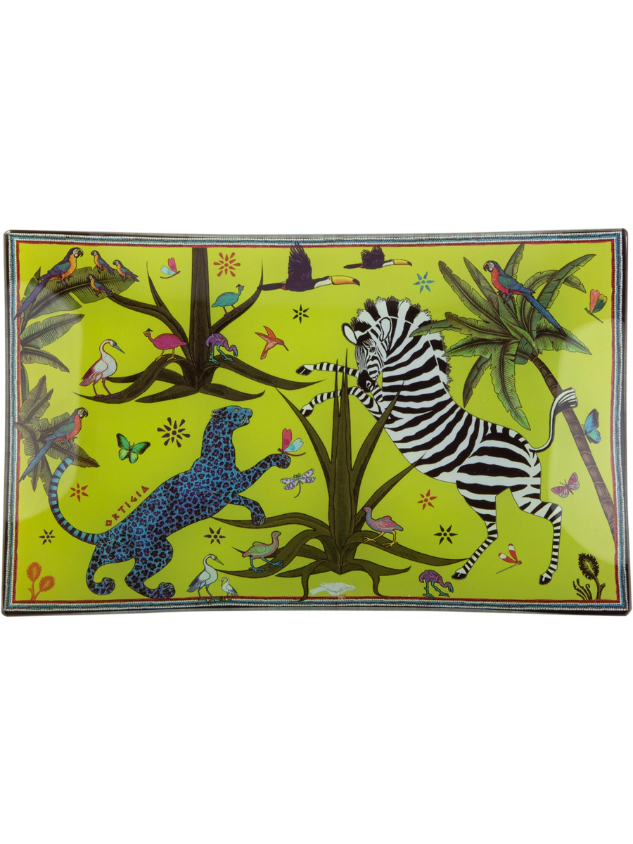 Plato de jungla de vidrio rectangular