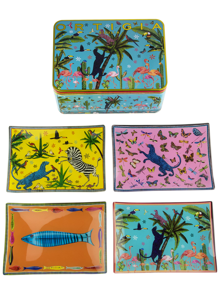 4 platos de vidrio Tin Jungle